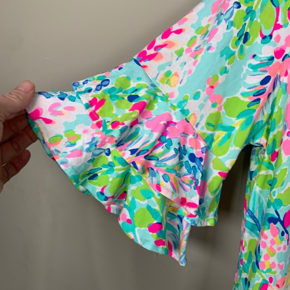 Lilly Pulitzer Lula Dress "Catch the Wave" Print Size Large Preppy Colorful - Picture 3 of 11